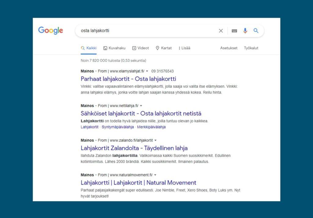 Google mainonta hakusanamainonta